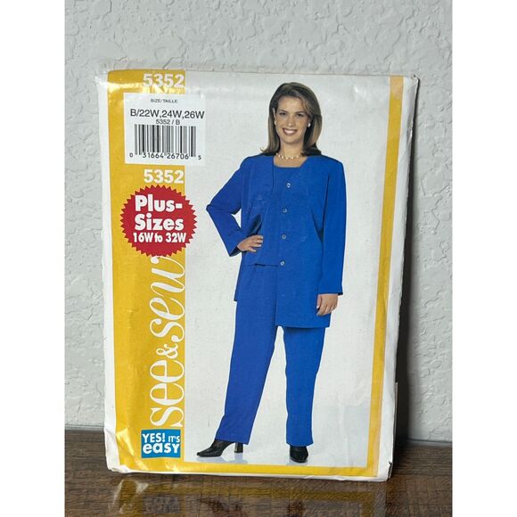 See & Sew Other - SEE & SEW 5357 Sewing Pattern Woman's Jacket Pants Top Skirt Plus Sizes 16W-32W
